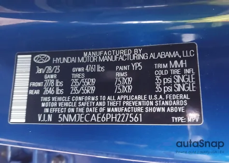 2023 Hyundai Tucson Limited from USA, damaged, VIN 5NMJECAE6PH227561